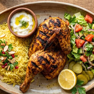 Schotel halfkip gegrild - Food Garden Restaurant in Eindhoven - مطعم سوري فود غاردن في أيندهوفن