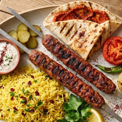 Kalfsvlees syrische kebab - 2 spiezen - Food Garden Restaurant in Eindhoven - مطعم سوري فود غاردن في أيندهوفن
