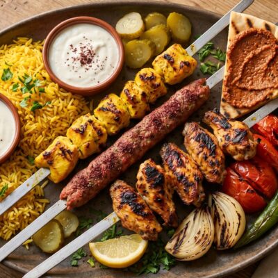 Mix bbq - 3 spiezen - Food Garden Restaurant in Eindhoven - مطعم سوري فود غاردن في أيندهوفن